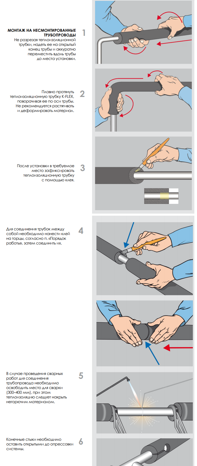 Монтаж трубок K-Flex на НЕсмонтированные трубопроводы
